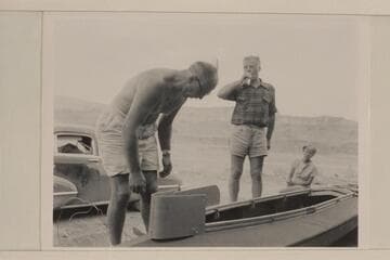 F. E. Masland and Joe Eisaman assemble foldbot at Mexican Hat