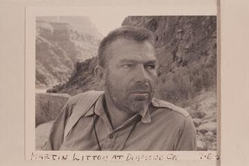 Martin Litton. Diamond Creek. Martin went to the River at the foot of Toroweep to tie in with the River parties. In 1955 he made the traverse of Grand Canyon with the Reilly-Fulmer party