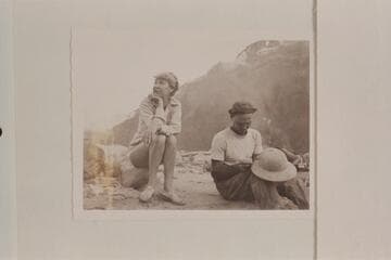 Norm Nevills marks hat for Margaret Marston near end of 1947 run. Probably at Diamond Creek