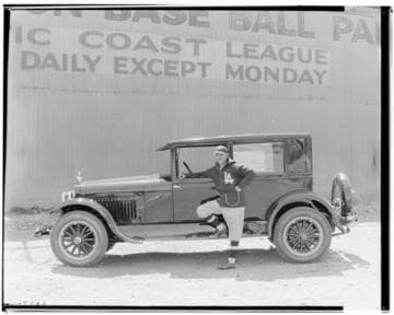 Charlie Root and Hudson Coach at Washington Baseball Park, Los Angeles. 1925