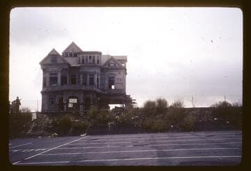 The Castle, last house on Bunker Hill, being moved