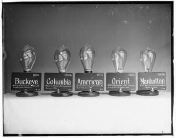 Various bulbs by different companies in the 1890's, 1903, 1904