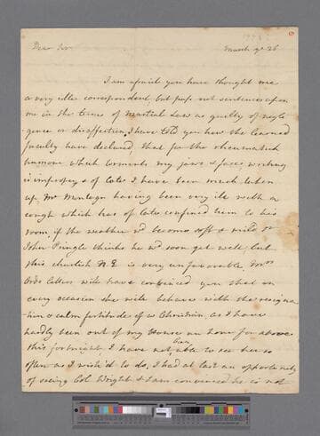 Montagu, Elizabeth (Robinson). Letter to Leonard Smelt