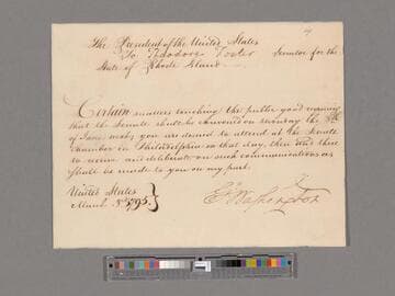 Notification by George Washington to Theodore Foster