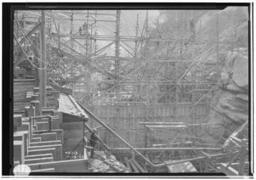 Big Creek Powerhouse #3 - Showing superstructure and first forms for concrete in