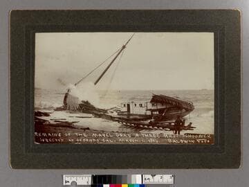 Remains of the Mabel Gray a three mast schooner wrecked at Redondo Cal. March 11, 1904