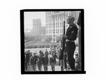 Funeral for World War II servicemen, downtown Los Angeles