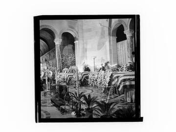 Interior view of funeral for World War II servicemen, downtown Los Angeles