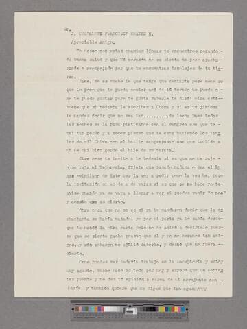 Letter from Antonio Lozano (Calvillo, Aguascalientes) to Paco Chávez Esparza (Brawley, California)