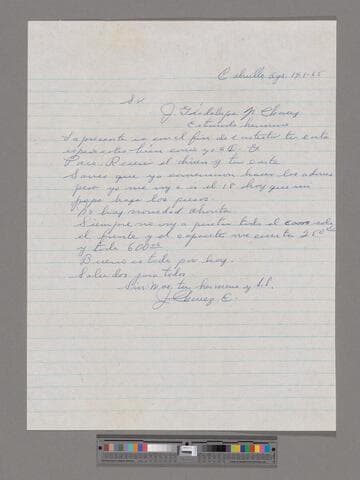 Letter from José Chávez Esparza (Brawley, California) to Paco Chávez Esparza (San José, California)