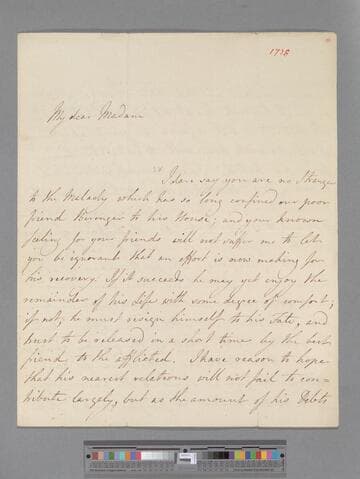 Pitt, Thomas, 1st Baron Camelford. Letter to Elizabeth (Robinson) Montagu