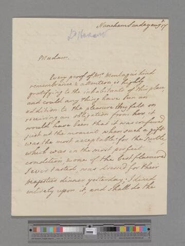 Harcourt, Simon, 1st Earl Harcourt. Letter to Elizabeth (Robinson) Montagu