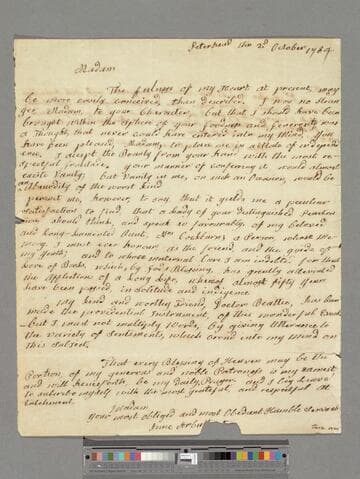 Arbuthnot, Anne. Letter to Elizabeth (Robinson) Montagu