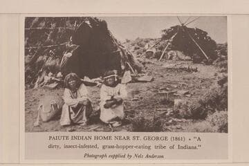 Compare these Indians with the same general group as photographed by Hillers for Powell. Powell provided costumes for the photographs