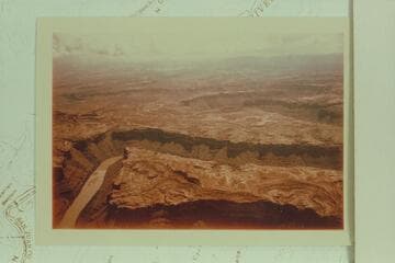Southerly from Mile 8.5 on the Green River. The Colorado River is upper left and the Junction upper right