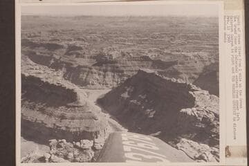 Mouth of Green River from one mile up the Green River. The Grand (now the Colorado) enters from upper left. Cataract Canyon is right and "The Needles Country" in distance