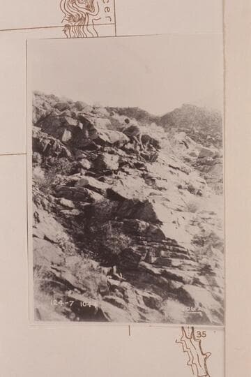 Route up to lava cap at Lava Cliff. Rapid used for portage of dunnage. Grand Canyon. Mile 246