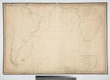 Carte de l'Océan Atlantique Méridional (depuis l'Equateur jusqu'au 59ème degré de Latitude) rédigée par C. L. Gressier, Ingénieur, Hydrographe de la Marine, publiée par Ordre du Roi sous le Ministère de M. le Comte Jacob