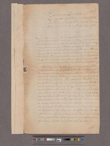 Livingston, Robert. Letter to Sir Edmund Andros : Extract