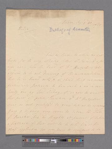 Bertie, Mary (Panton), Duchess of Ancaster. Letter to Elizabeth (Robinson) Montagu