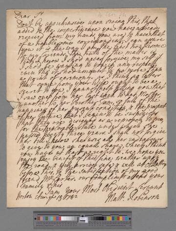 Robinson, Matthew. Letter to Edward Montagu