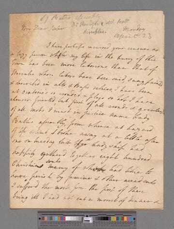 Montagu, Elizabeth (Robinson). Letter to Sarah (Robinson) Scott