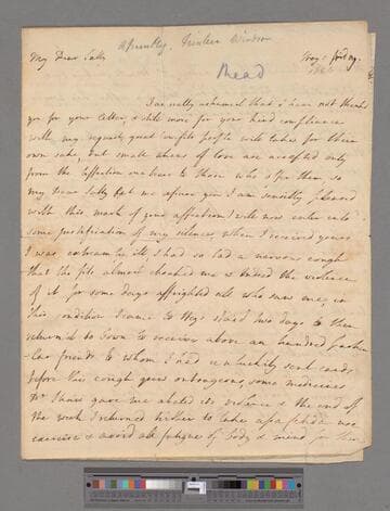 Montagu, Elizabeth (Robinson). Letter to Sarah (Robinson) Scott