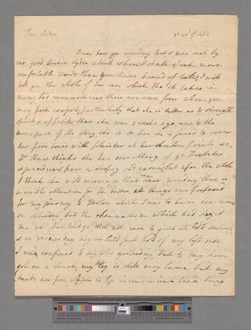 Montagu, Elizabeth (Robinson). Letter to Sarah (Robinson) Scott