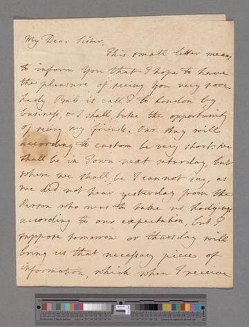 Scott, Sarah (Robinson). Letter to Elizabeth (Robinson) Montagu
