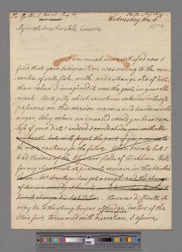 Montagu, Elizabeth (Robinson). Letter to Gilbert West