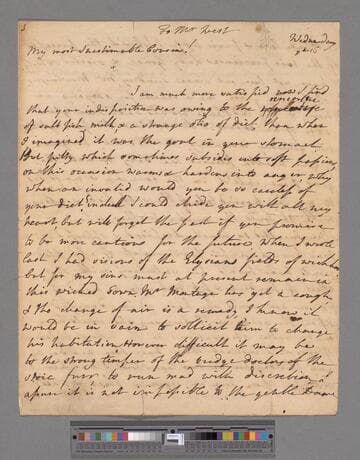 Montagu, Elizabeth (Robinson). Letter to Gilbert West