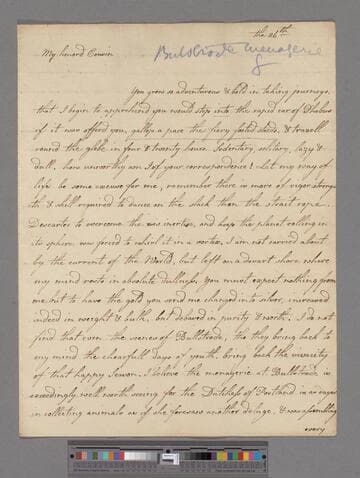 Montagu, Elizabeth (Robinson). Letter to Gilbert West