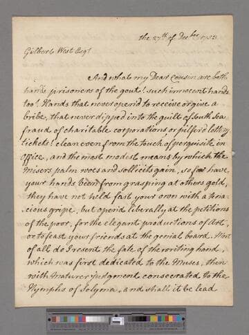 Montagu, Elizabeth (Robinson). Letter to Gilbert West