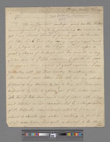 Delany, Mary (Granville) Pendarves. Letter to Elizabeth (Robinson) Montagu