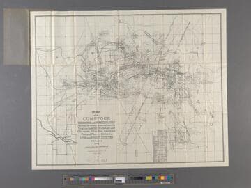 Map of the Comstock Brunswick and Flowery Lodes : showing the mining claims embraced in Virginia, Gold Hill, Devils Gate and Chinatown, Silver Star, American Flat and Flowery Districts. Lyon and Storey Counties Nevada 1923