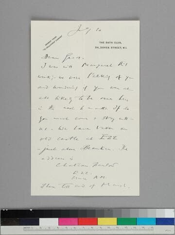 Playwright Harold Marsh Harwood writes to his friend Grace Hubble