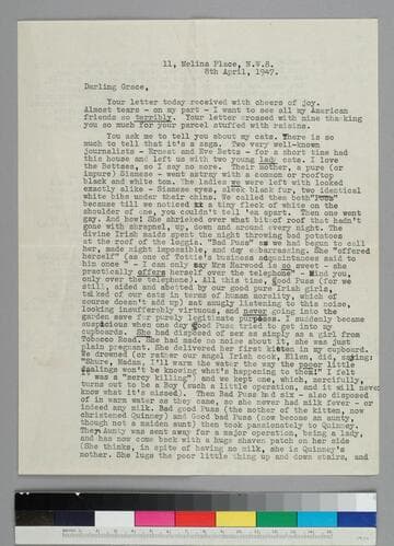 Writer Fryniwyd Tennyson (Jesse) Harwood writes to her friend Grace Hubble