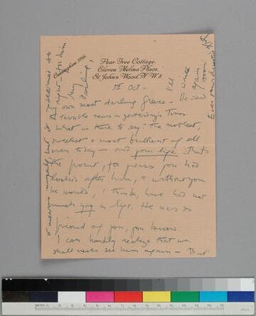 Writer Fryniwyd Tennyson (Jesse) Harwood writes to her friend Grace Hubble