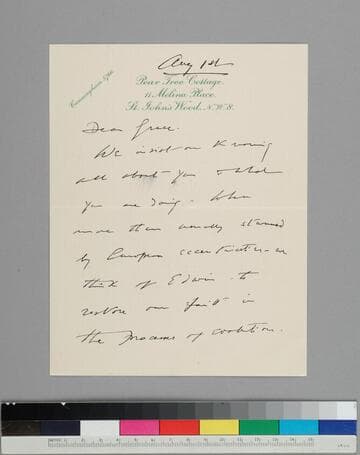Playwright Harold Marsh Harwood writes to his friend Grace Hubble