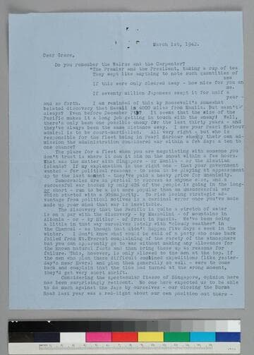 Playwright Harold Marsh Harwood writes to his friend Grace Hubble