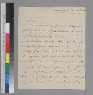 John V. Kean, University of Virginia, letter to Thomas Jefferson