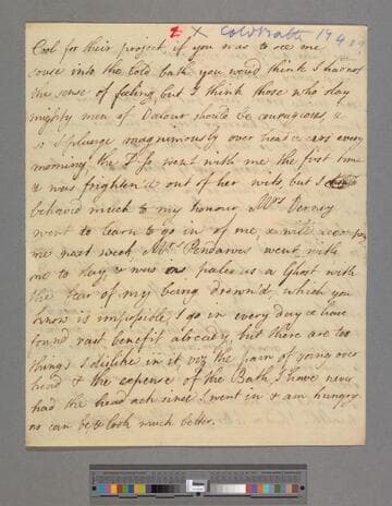 Montagu, Elizabeth (Robinson). Letter to Sarah (Robinson) Scott