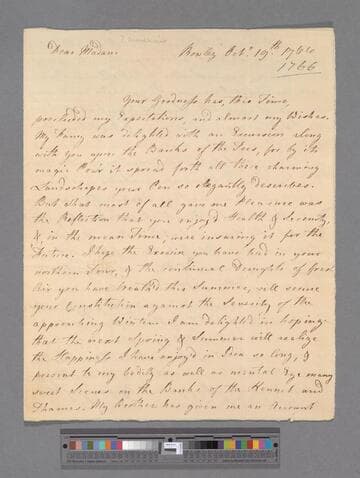 Woodhouse, James. Letter to Elizabeth (Robinson) Montagu