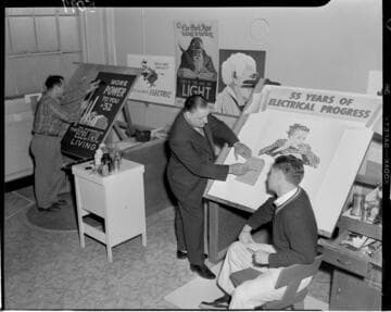 Display department men making posters