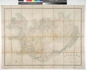 Uppdráttr Íslands : gjörðr að fyrirsögn Ólafs Nikolas Ólsens eptir landmælingum Bjarnar Gunnlaugssonar, er styðjast við Þríhyrníngamál og strandamælingar Þær, sem hið konúngliga Rentukammer hefir látið gjöra og reiknað hefir Hans Jakob Scheel