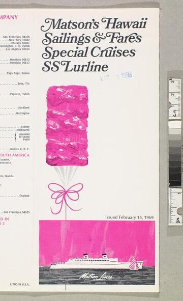 Matson's Hawaii sailings & fares special cruises : SS Lurline