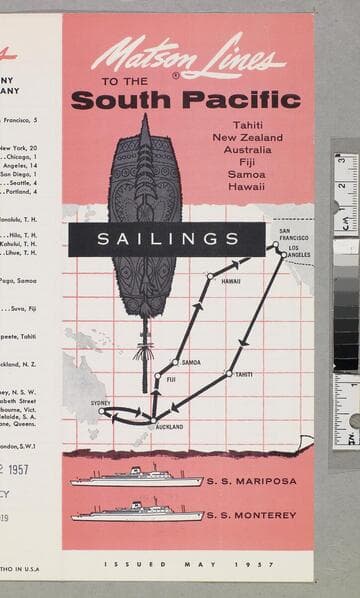 Matson Lines to the South Pacific... sailings