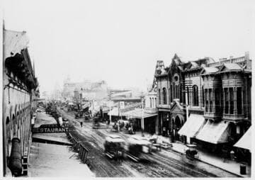 Los Angeles, Main St. North from Second. Childs Grand Opera House on right. 1889