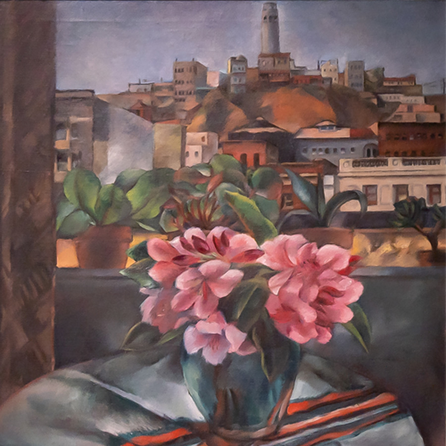 Miki Hayakawa, From My Window, 1935, oil on canvas, 28 × 28 in. Collection of Bram and Sandra Dijkstra.
