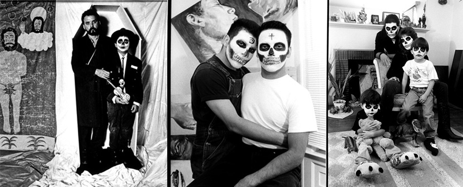 Laura Aguilar: Day of the Dead series photos Composition of three photos featuring family as they celebrate the Day of the Dead